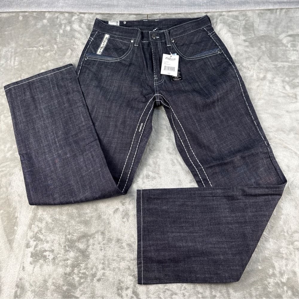 Parish Nation Jeans Mens 32X32  Raw Indigo Contrast Stitch Streetwear NEW
